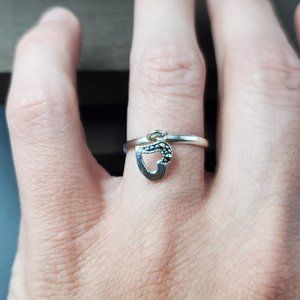 Size 7 Sterling Silver Marcasite Stone Heart Charm Ring